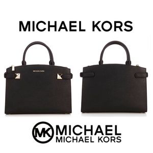 MICHAEL KORS KARLA BLACK & GOLD SATCHEL CROSSBODY